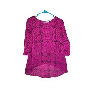 Chaus New York Bloise Womens Size Medium Pink Black Tiered Layered Top Career